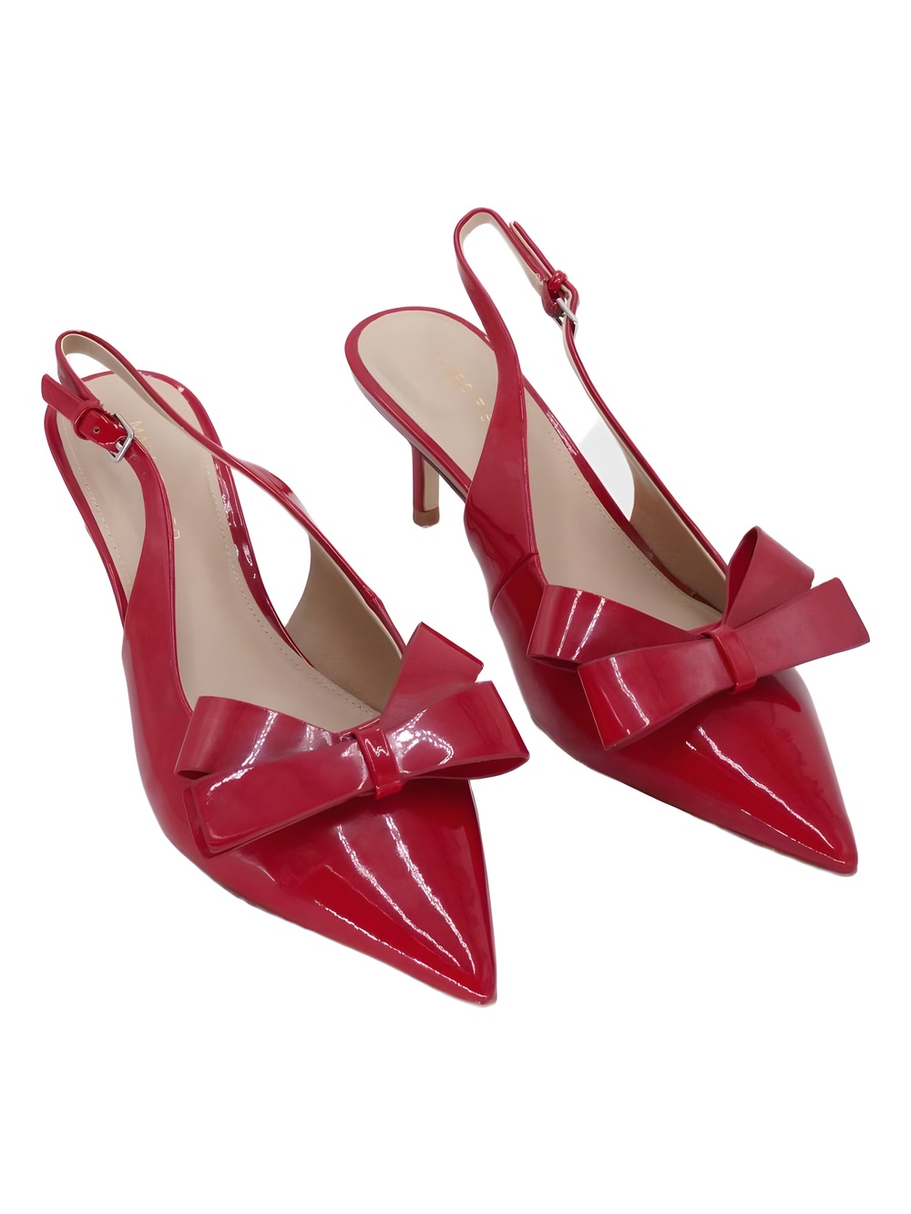 Marc Fisher Allon Bow Red Patent Pointed Toe Slingback Pumps Size 9.5M